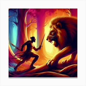 Lion In The Forest Canvas Print