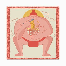 Sumo Eating Ramen Canvas Print