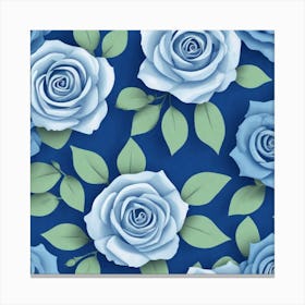 Blue Roses On Blue Background Canvas Print