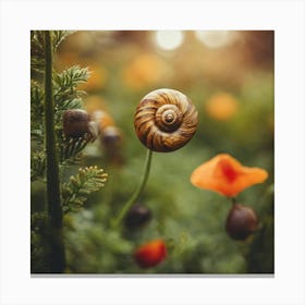 Snail In The Field Canvas Print