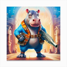 Hippopotamus No 2, Dressed In Steampunk Fashion Canvas Print