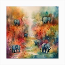 Elephants In The Forest Canvas Print