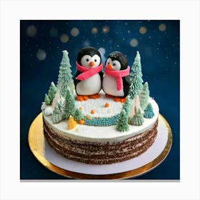 Firefly Beautiful, Decorated, Cake, Penguin, Theme, Fondant, Penguins, Snowy, Accents, Smooth, Blurr (2) Canvas Print