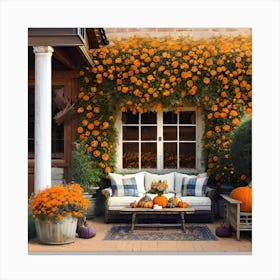 "Essence of Autumn" pumpkin palette Fall flowers Canvas Print