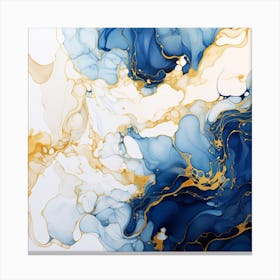 Blue And Gold Abstract Painting Canvas Print