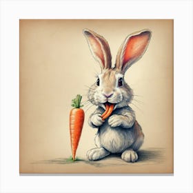 Rabbit Eating Carrot Canvas Print