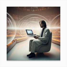 Man Using A Laptop Canvas Print