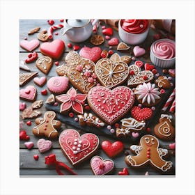 Valentine's Day, gingerbread design Canvas Print