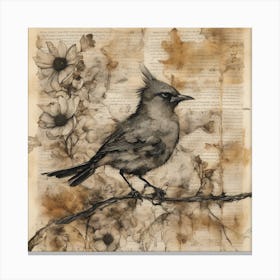 Bird Perched On A Branch Canvas Print