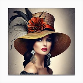 Woman In A Hat 10 Canvas Print