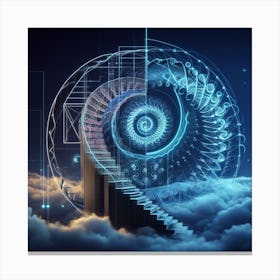 Spiral Staircase In The Clouds Canvas Print