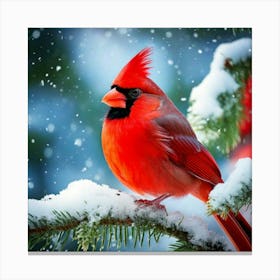 Firefly Vibrant Cardinal In Serene Snowy Winter Day 24189 (2) Canvas Print