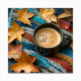 Autumn Leaves And Coffee Canvas Print