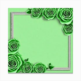 Green Roses Frame 3 Canvas Print