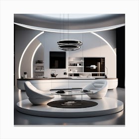 Create A Cinematic, Futuristic Appledesigned Mood With A Focus On Sleek Lines, Metallic Accents, And A Hint Of Mystery Canvas Print