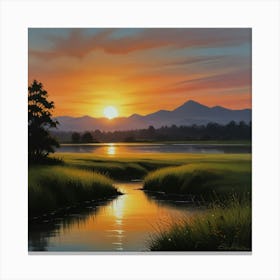 Default Brush Painting Of Sunrise 3 Canvas Print