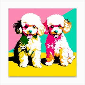 Poodle Pups, This Contemporary art brings POP Art and Flat Vector Art Together, Colorful Art, Animal Art, Home Decor, Kids Room Decor, Puppy Bank - 120th Canvas Print