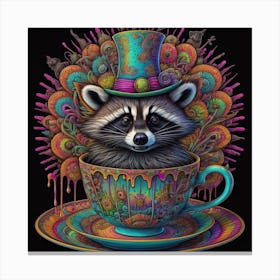 Raccoon In A Teacup Canvas Print