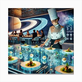 A Luxurious Futuristic Restaurant S Chef’S Table Canvas Print