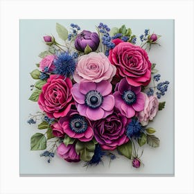 Vibrant Blooms: Luxurious Pink and Purple Floral Art Print Canvas Print