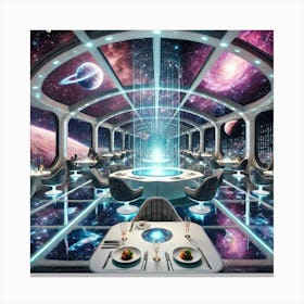 A Futuristic Restaurant In The Oort Cloud, Located Canvas Print