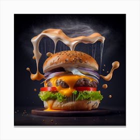 Burger Splashing Canvas Print
