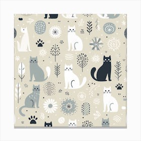 Scandinavian style,Pattern with cats 2 Canvas Print