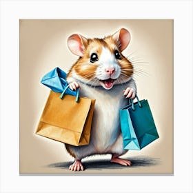 Hamster With Shopping Bags 4 Canvas Print