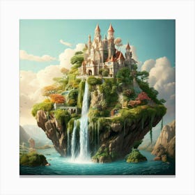 Firefly Soft, Pastels, Intricate, Castle, Floating, Islands, Cascading, Waterfalls, Dreamy, Ethereal (8) Canvas Print