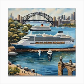 Sydney Harbour Bridge Cruise Ship Canvas Print