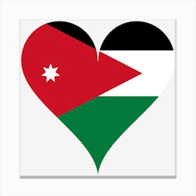 Heart Love Affection Jordan Arabian Peninsula Star Heart Shaped Flag Canvas Print