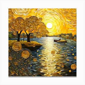 Sunset By Van Gogh Canvas Print