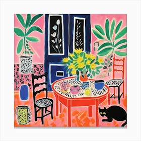 Cat In The Dining Room 4 Canvas Print