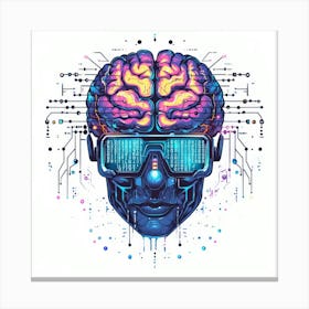 Digital Brain.Generated AI. Wall Art Print Canvas Print