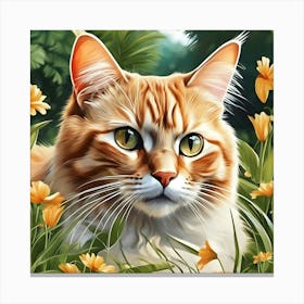 High Quality Illustration Realistic Cat Outdoors(1) Canvas Print