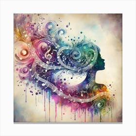 Abstract Of A Woman With Music Notes Canvas Print