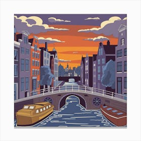 Sunset In Amsterdam Canvas Print