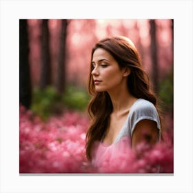 Beautiful Girl In The Forest Canvas Print