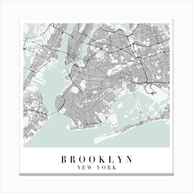 Brooklyn New York Street Map Minimal Color Square Canvas Print