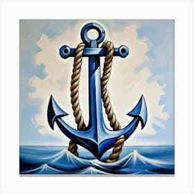 Ship anchor, Ropes, Oil painting 11 Canvas Print