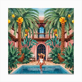 Moroccan Oasis Tranquil Retreat By The Pool (7) Canvas Print