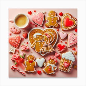 Valentine's Day, gingerbread design 1 Canvas Print