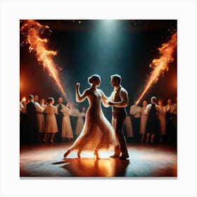 Dancers With Sparklers Canvas Print