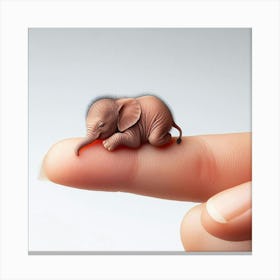Tiny Elephant On A Finger Canvas Print