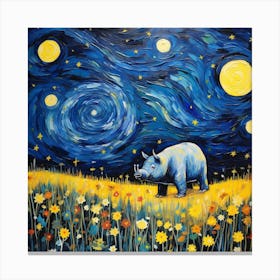 Starry Night Rhino Canvas Print