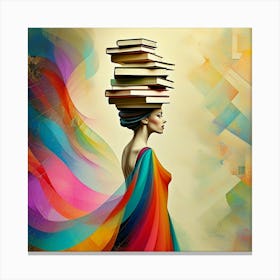 Surreal Beauty in Balance with Books Canvas Print