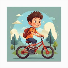 Boy Riding A Bike Canvas Print