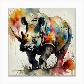 Rhino Watercolor Painting Canvas Print