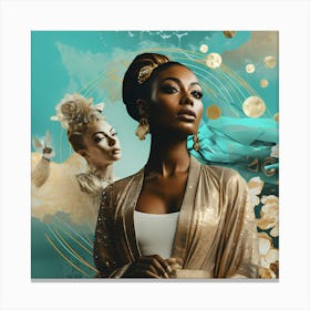 Collage Woman In Gold Canvas Print