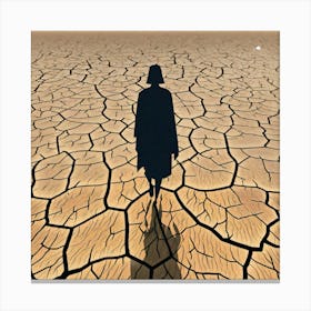 Man Walking In A Dry Field Canvas Print